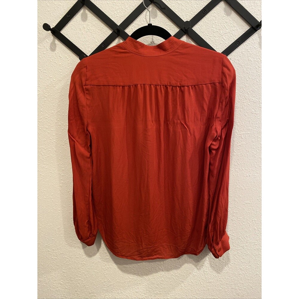 L’agence Silk Placket Button Up Blouse Rust Red S… - image 7